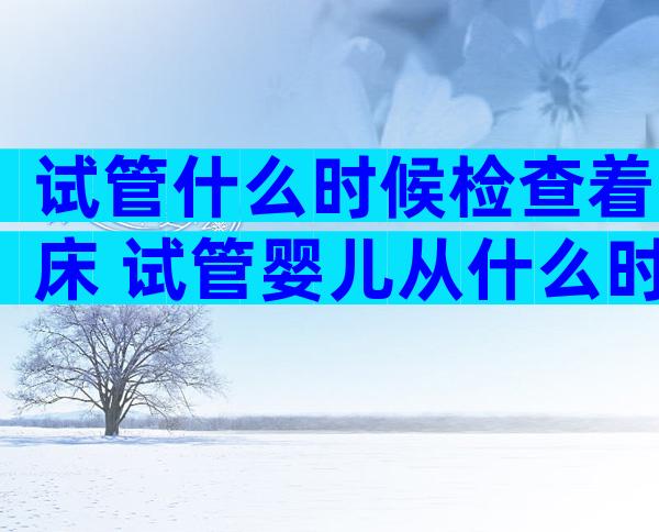 试管什么时候检查着床 试管婴儿从什么时候开始检查